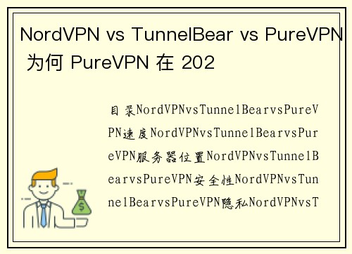 NordVPN vs TunnelBear vs PureVPN 为何 PureVPN 在 202